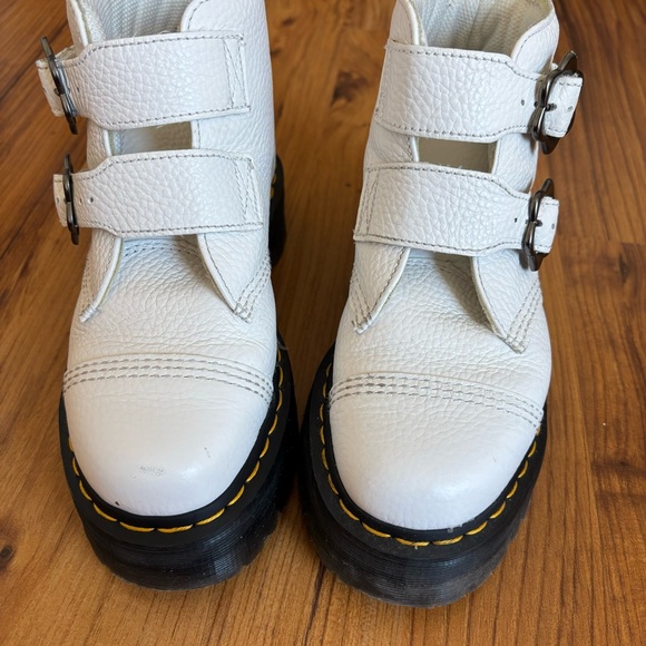 Dr. Martens White Ankle Boots with Black Soles - Picture 5 of 9